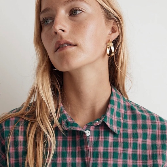 Madewell The Signature Poplin Crop Shirt in Plaid - Picture 4 of 6